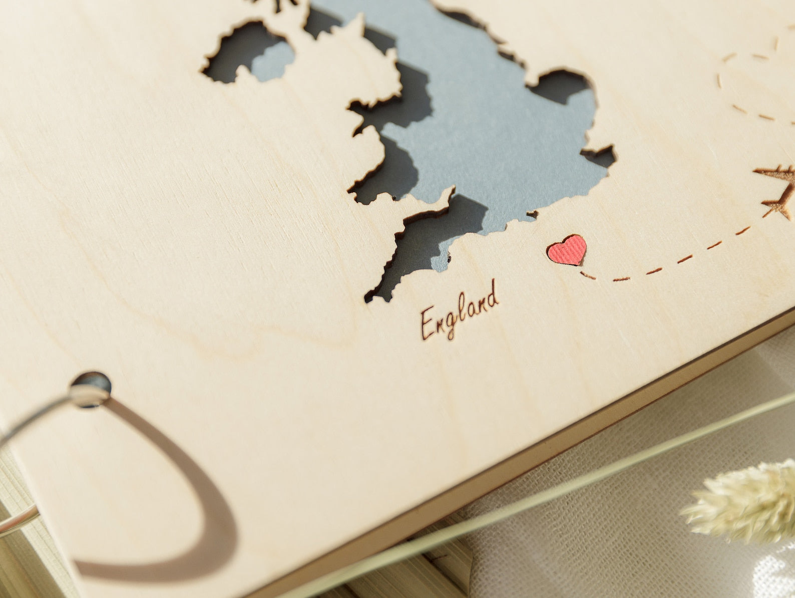 Personalised Wooden Wedding Guest Book with Maps