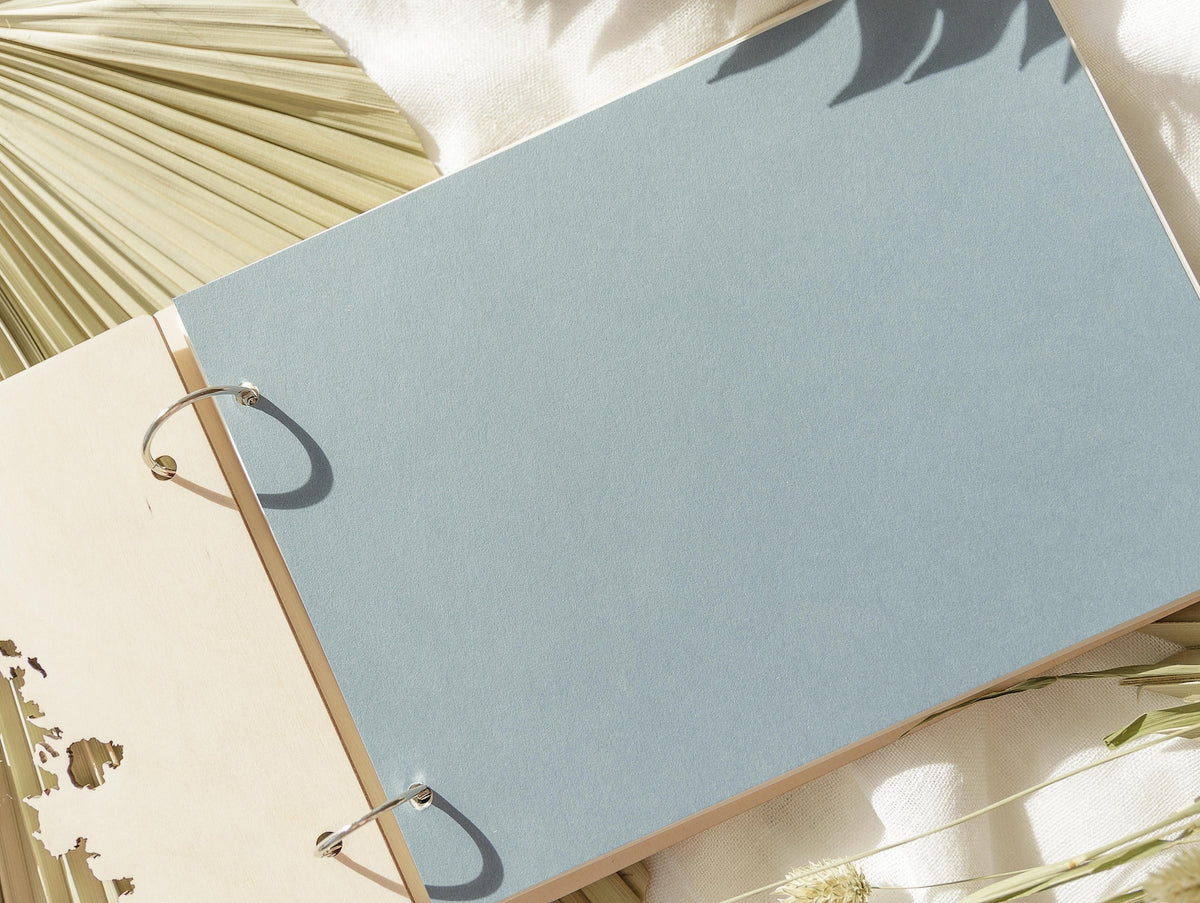 Personalised Wooden Wedding Guest Book with Maps