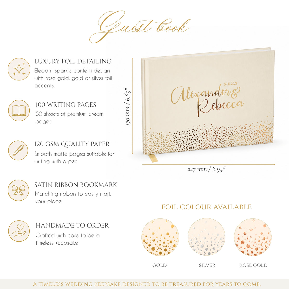 Custom Gold Foil Wedding Guest Book | Personalised Polaroid & Instax Photo Album