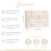 Personalised Wedding Guest Book with Rose Gold Foil, Floral Guest Book Sign, Custom Keepsake Book