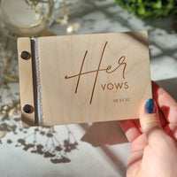 Personalised Wooden Vow Books for Wedding, Rustic His / Her Vows Booklets, Custom Engraved Keepsake, Ideal for Elopements or Vow Renewals