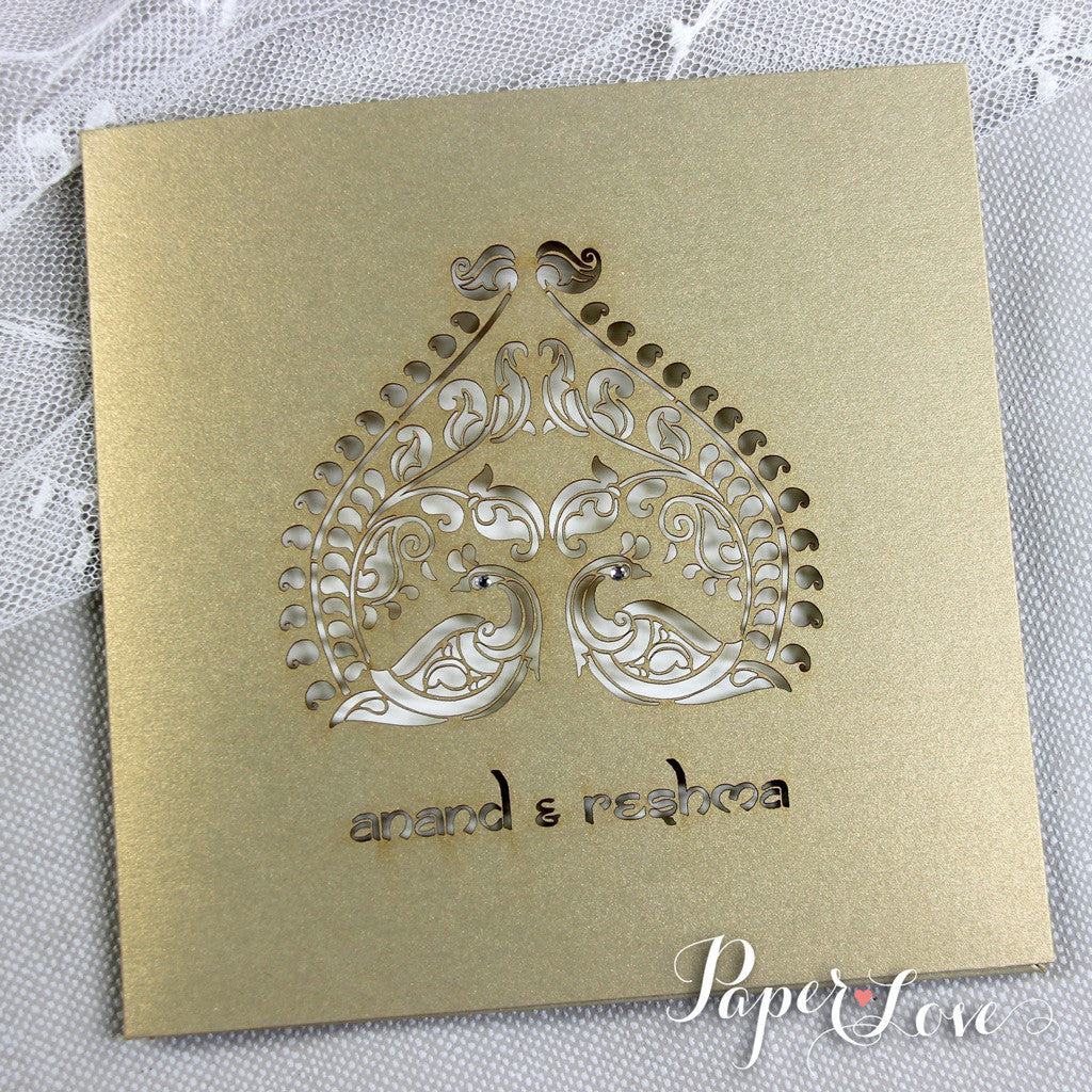 Asian  Luxury Indian Muslim Wedding Invitation Personalised