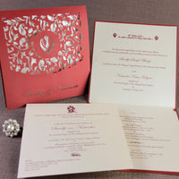 Ganesha In the Middle Luxury Top Fold Indian Asian Wedding Invitation Personalised, Laser Cut