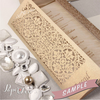 SAMPLE of ELEGANT GATEFOLD WEDDING DAY INVITATION PERSONALISED LASER CUT NAMES ON COVER ASIAN INDIAN GOLD