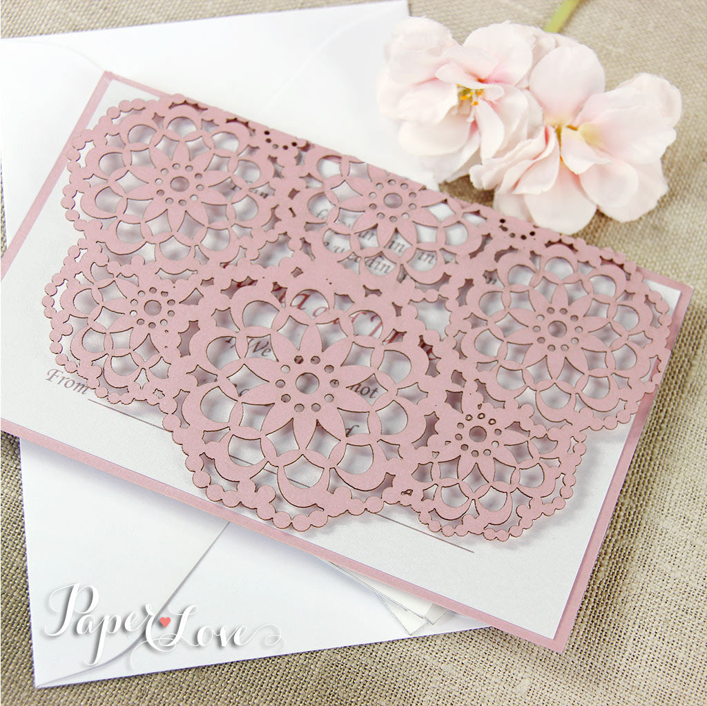 Laser Cut Reply Card With Envelope RSVP & Thank You Card