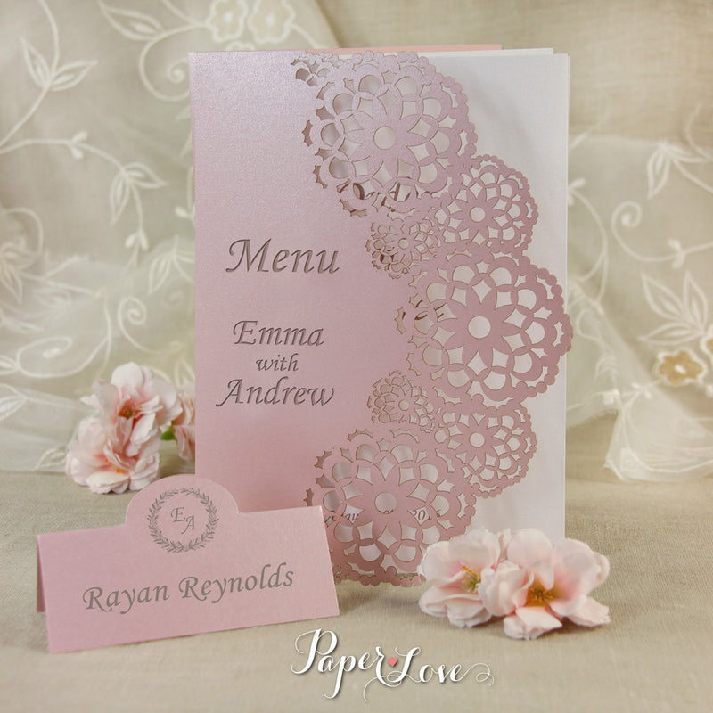 Misty Vintage Rose Beautiful Personalised Place Card