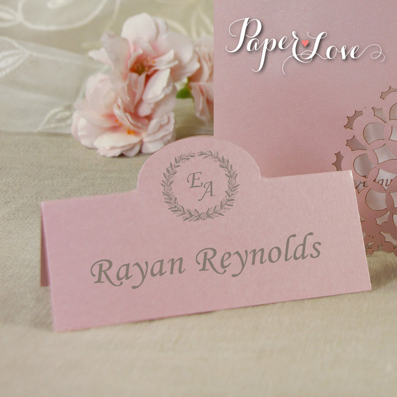 Misty Vintage Rose Beautiful Personalised Place Card