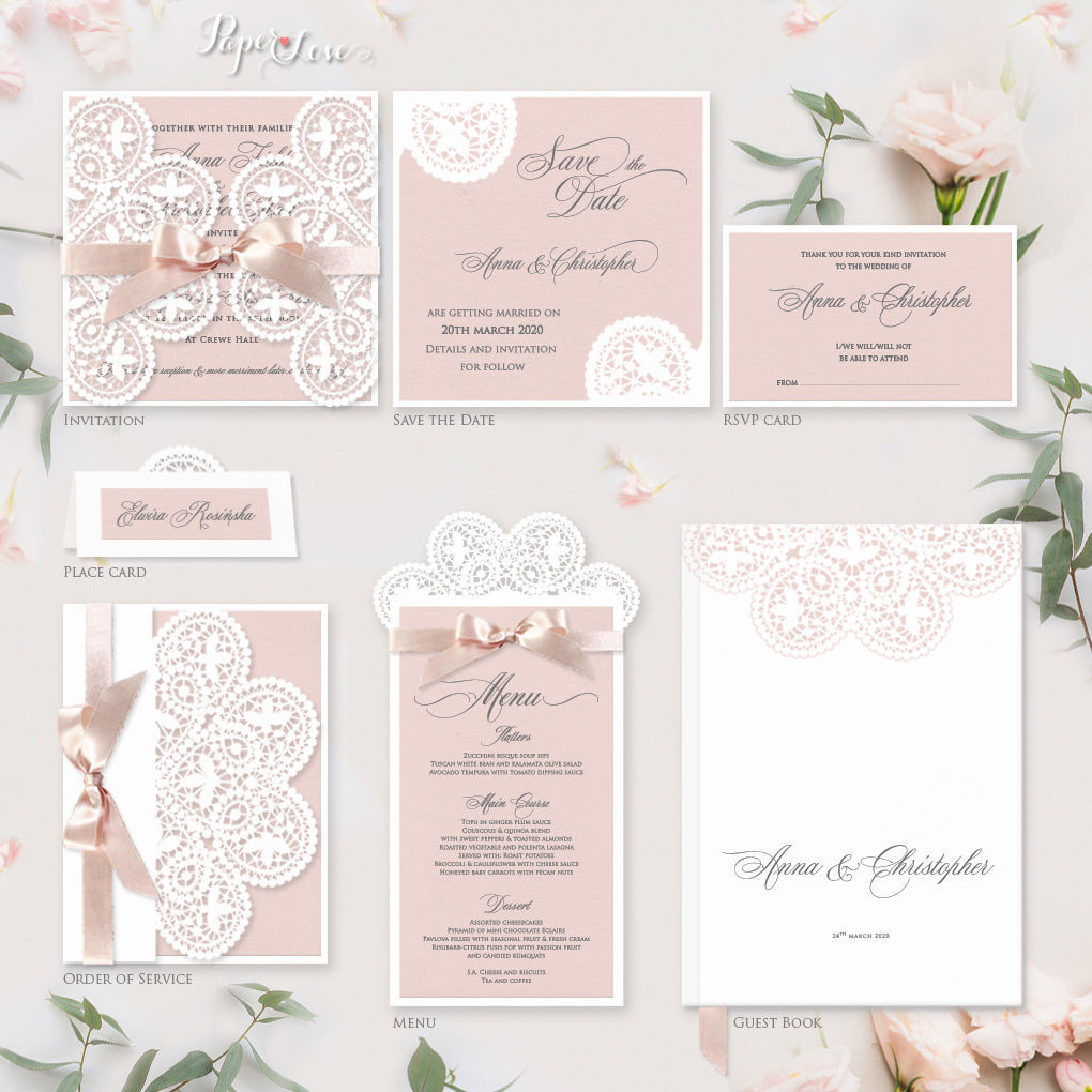 Romantic Laser Cut Wedding Day Evening Invitation