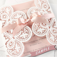 SAMPLE of ROMANTIC LASER CUT WEDDING DAY EVENING INVITATION