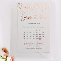 Foil Pressed Beautiful Save The Date Card Confetti Dots Design