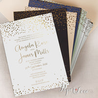 Amazing Beautiful Gold Foil Confetti Elegant Wedding Invitation White