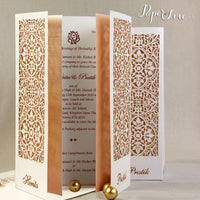 Luxury Gatefold Asian Wedding Day Invitation Personalised Laser Cut Cover