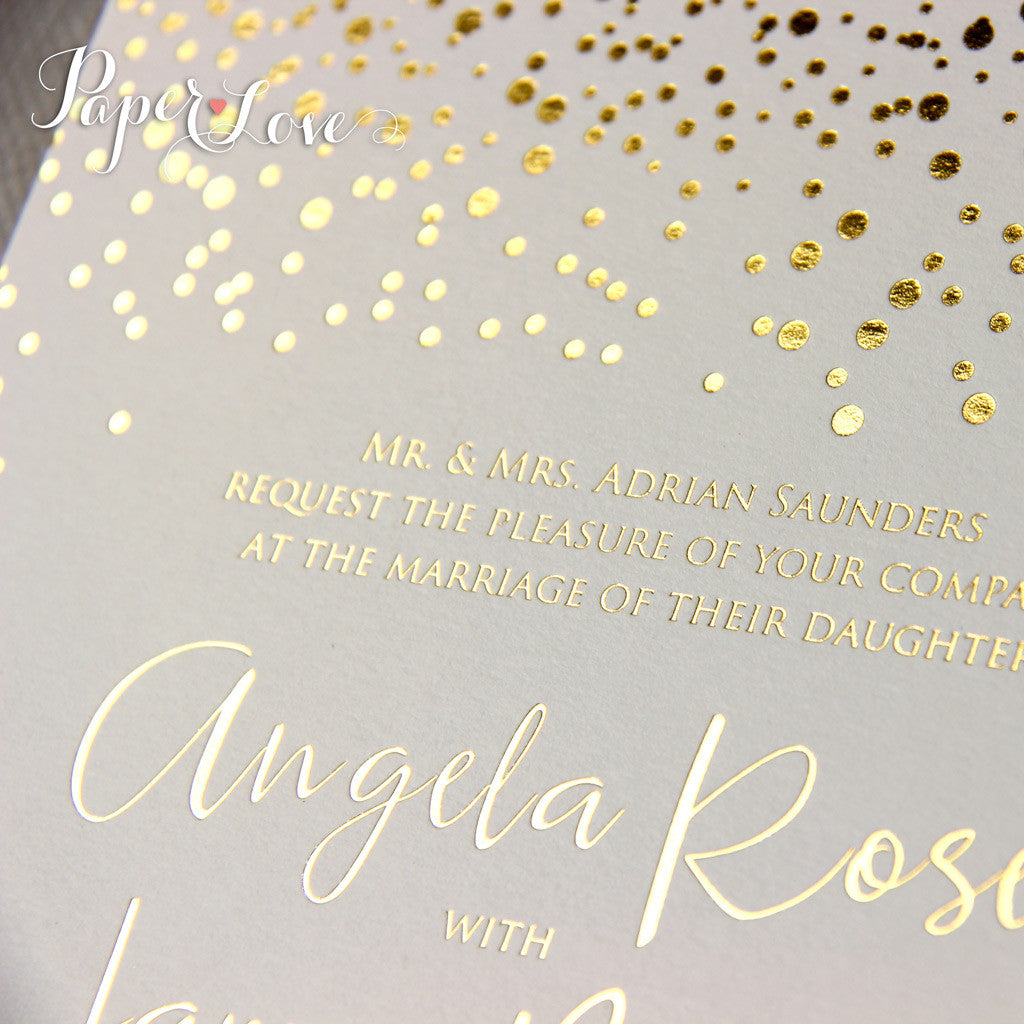 Amazing Beautiful Gold Foil Confetti Elegant Wedding Invitation White