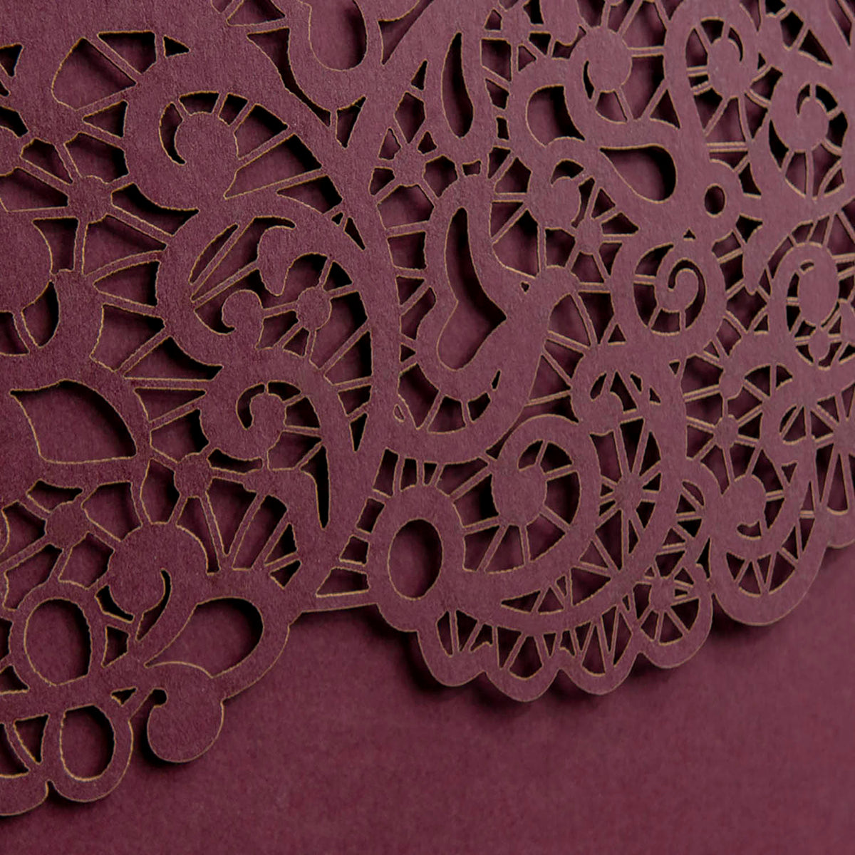 Personalised Laser Cut Pocketfold Wedding Card with 4 inserts and Envelopes - Bordeaux Wine