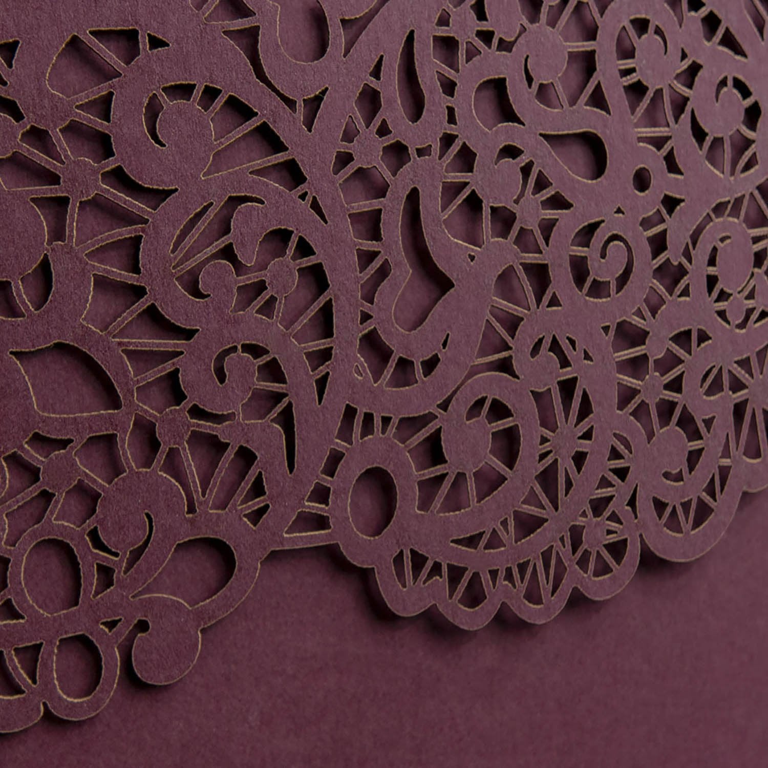 Burgundy Pocketfold Laser Cut Invitations