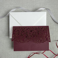 Burgundy Pocketfold Laser Cut Invitations