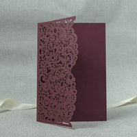 Burgundy Pocketfold Laser Cut Invitations