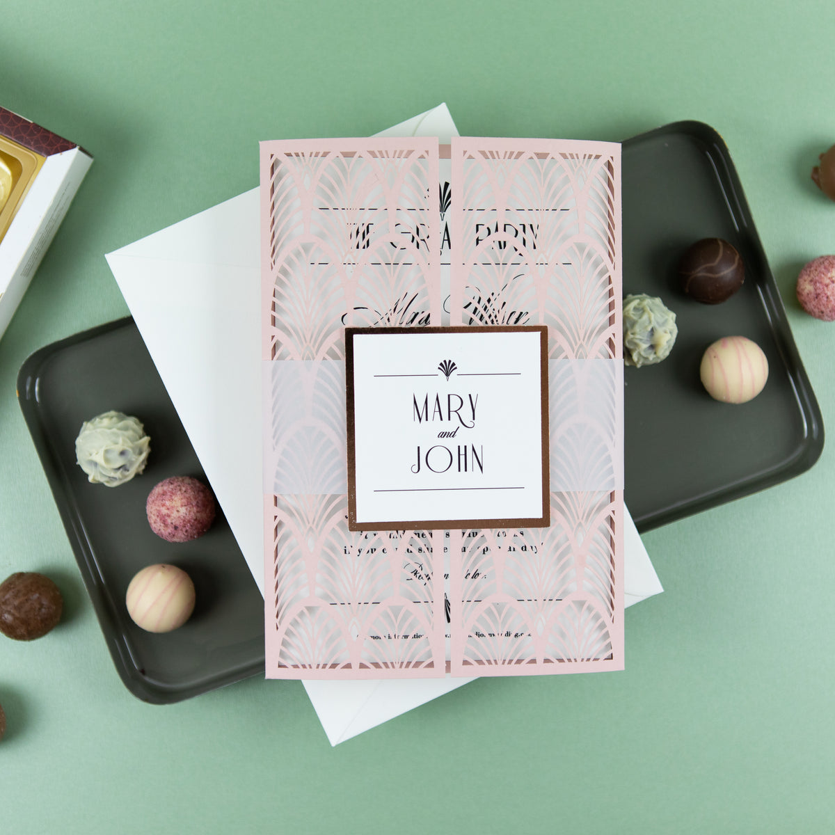 Modern Wedding Invitations DIY Cream Rose Laser Cut Invitation with Envelopes Custom Style