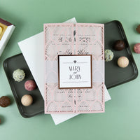 Modern Wedding Invitations DIY Cream Rose Laser Cut Invitation with Envelopes Custom Style