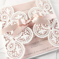 Romantic Laser Cut Wedding Day Evening Invitation
