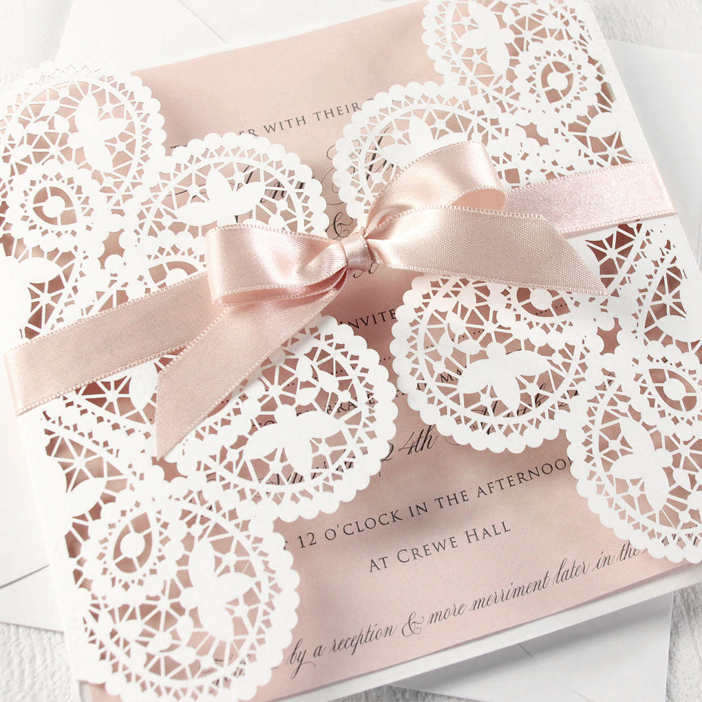 Romantic Laser Cut Wedding Day Evening Invitation