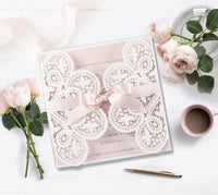SAMPLE of ROMANTIC LASER CUT WEDDING DAY EVENING INVITATION