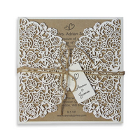 Rustic Wedding Invitation Floral Laser Cut DIY Kit