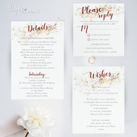 Personalised Laser Cut Pocketfold Wedding Card with 4 inserts and Envelopes - Bordeaux Wine