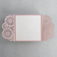 Elegant Misty Rose Wedding Invitations - Laser cut Floral Invitation with Cream Insert