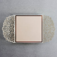 Square Gatefold Elegant Lace Invitations with Rose Gold Foil Border