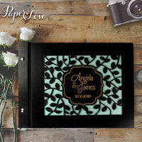 Wooden Wedding Guest Book with Stylish Laser Cut Cover Black Chocolate Natural Wood