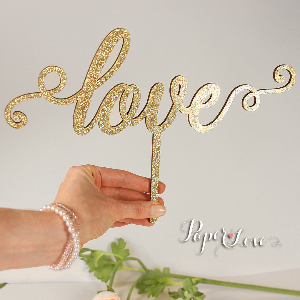 WOODEN CAKE TOPPER LOVE WEDDING BIRTHDAY