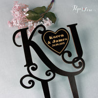 Initials Wooden Wedding Cake Topper Cake Birthday Decoration Anniversary Initials Date