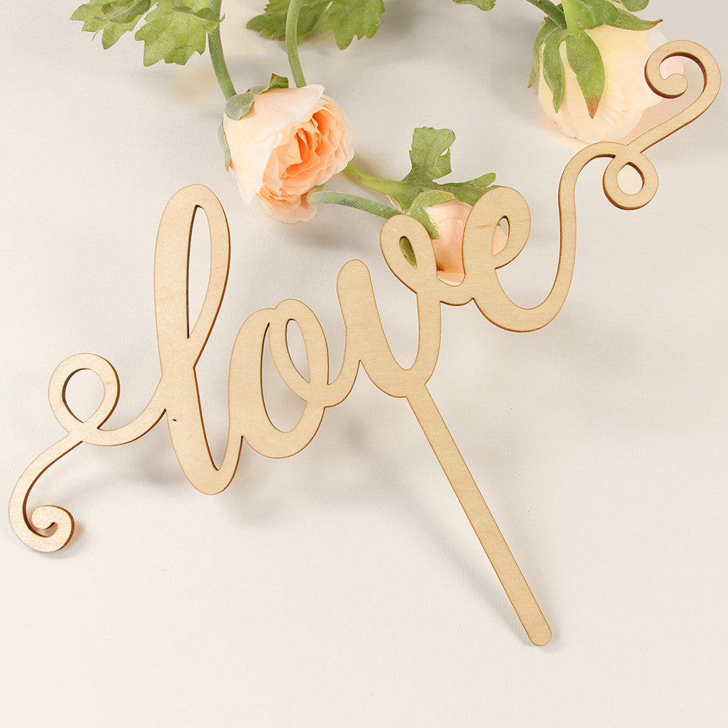 WOODEN CAKE TOPPER LOVE WEDDING BIRTHDAY