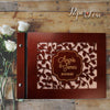 Wooden Wedding Guest Book with Stylish Laser Cut Cover Black Chocolate Natural Wood