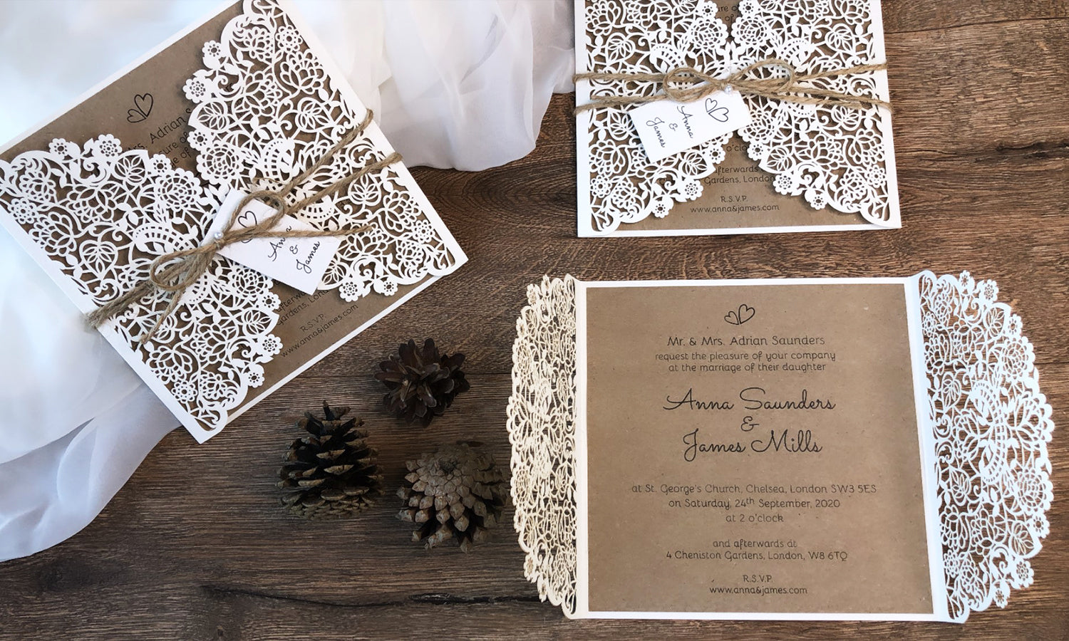 Rustic Wedding Invitation Floral Laser Cut DIY Kit