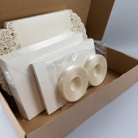 Creamy Classic Laser Cut DIY Wedding Invitation with Ribbon Envelpoes Template
