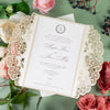 Creamy Classic Laser Cut DIY Wedding Invitation with Ribbon Envelpoes Template