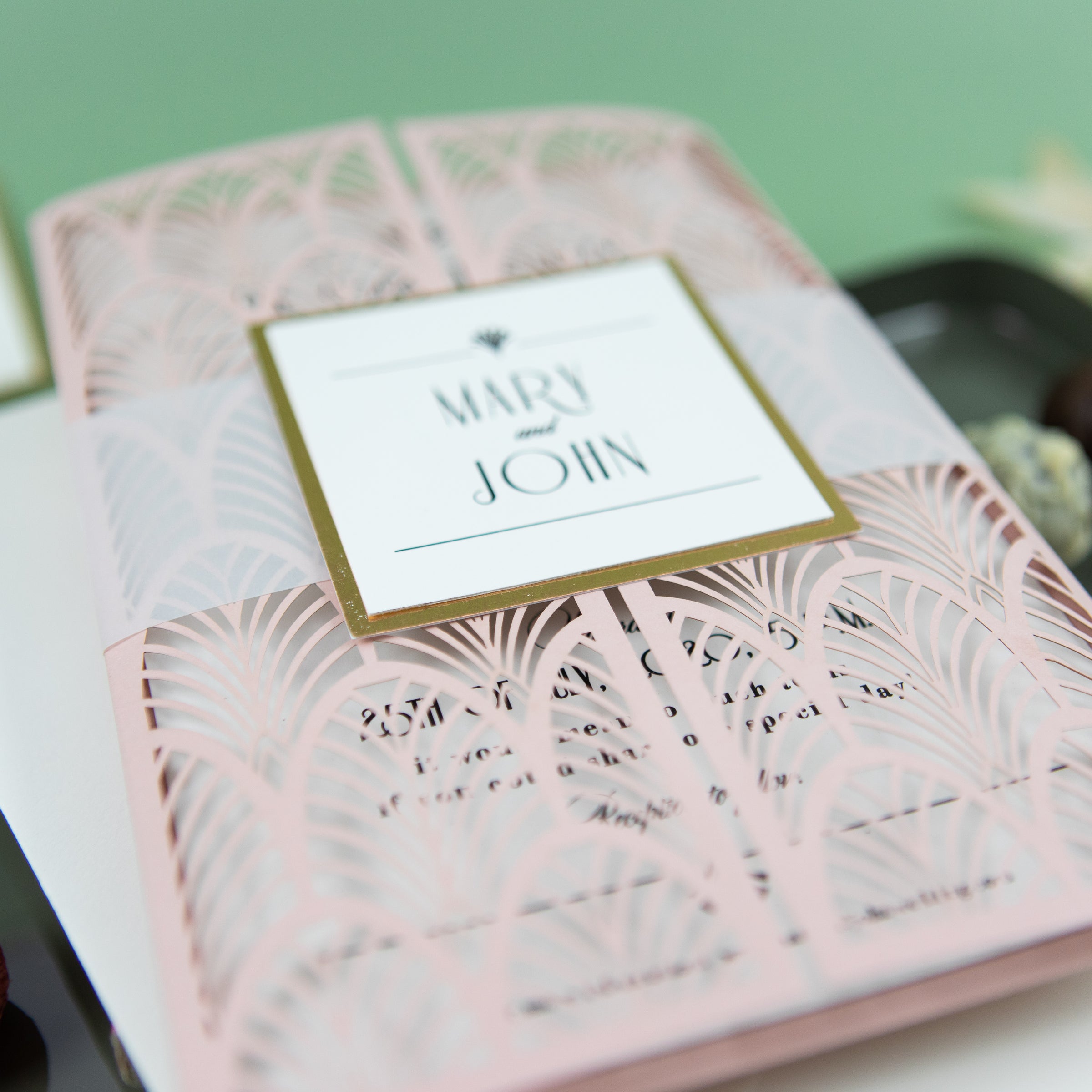 Modern Wedding Invitations DIY Cream Rose Laser Cut Invitation with Envelopes Custom Style