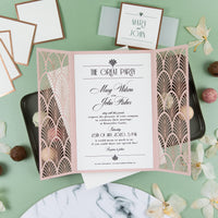 Modern Wedding Invitations DIY Cream Rose Laser Cut Invitation with Envelopes Custom Style