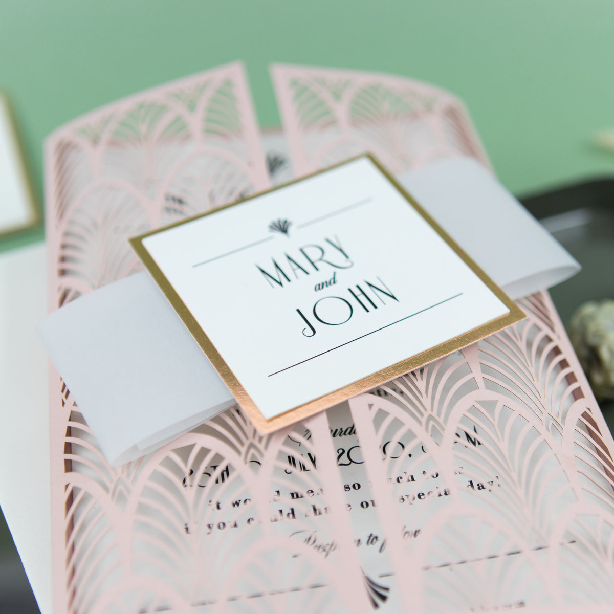 Modern Wedding Invitations DIY Cream Rose Laser Cut Invitation with Envelopes Custom Style