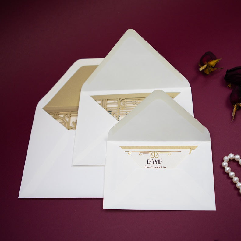 Golden Beige Art Deco Great Gatsby Laser Cut Gatefold Order of Service