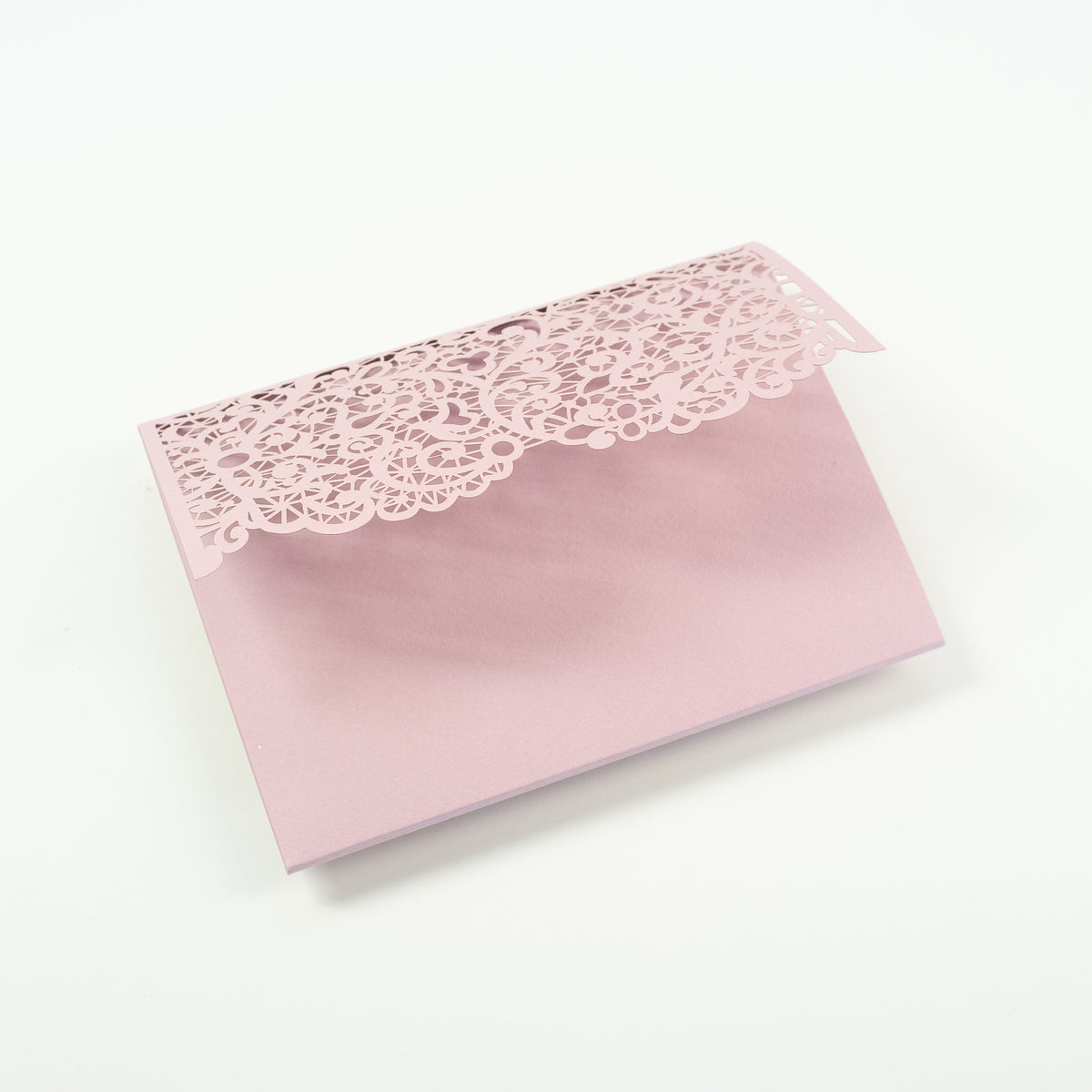 Pink Rose Pocketfold Lace Floral Wedding Invitations