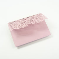 Pink Rose Pocketfold Lace Floral Wedding Invitations