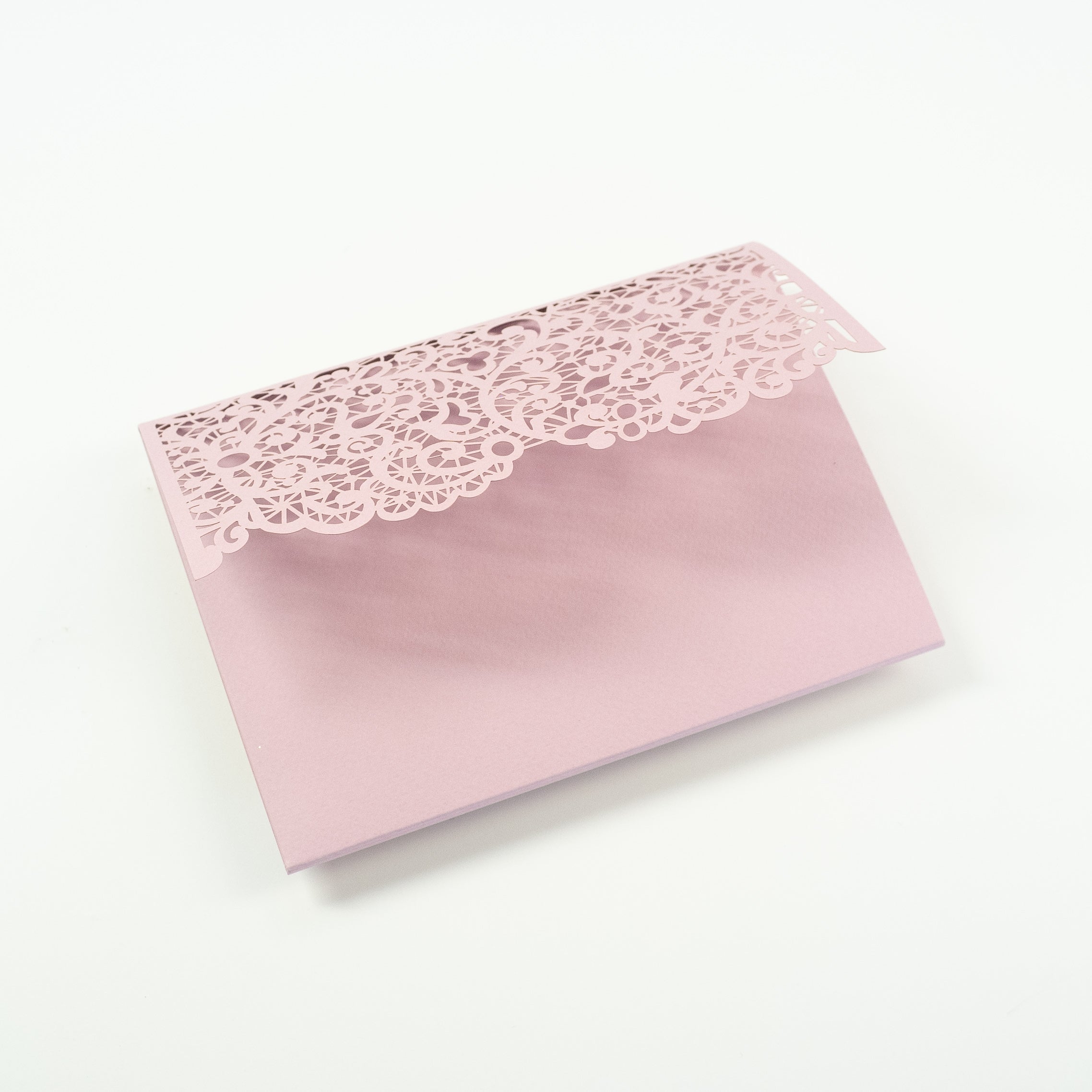 Pink Rose Pocketfold Lace Floral Wedding Invitations