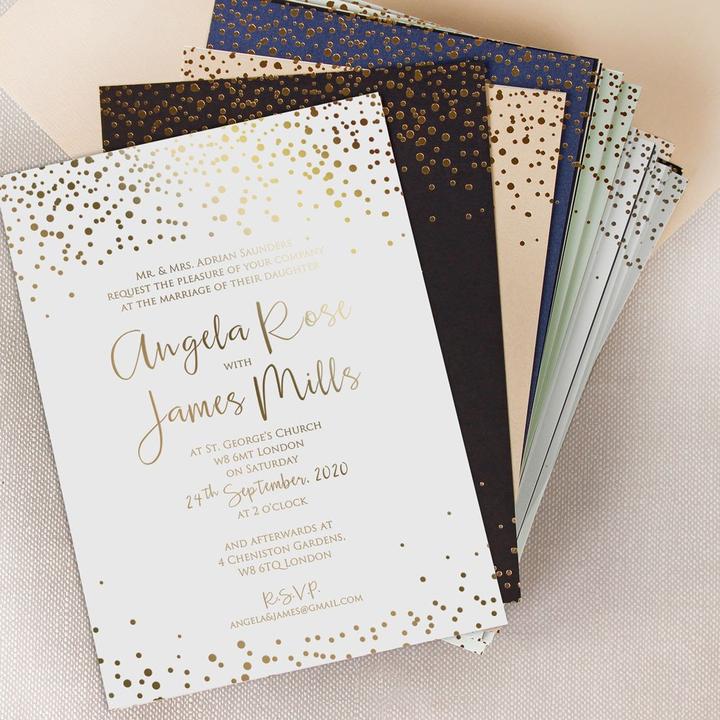 Wedding Invitations with Foil Confetti Elegant  Invitation + Envelope
