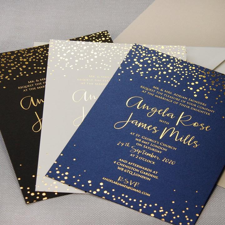 Wedding Invitations with Foil Confetti Elegant  Invitation + Envelope