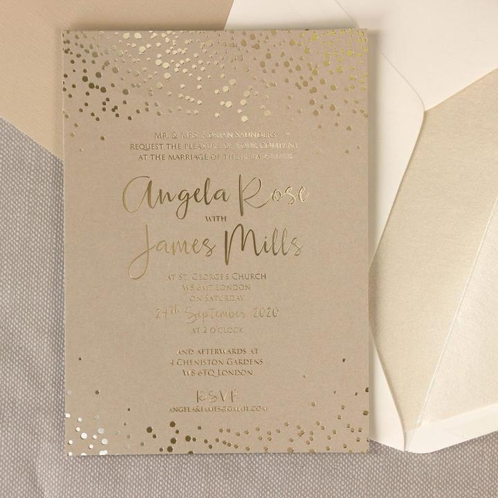 Wedding Invitations with Foil Confetti Elegant  Invitation + Envelope