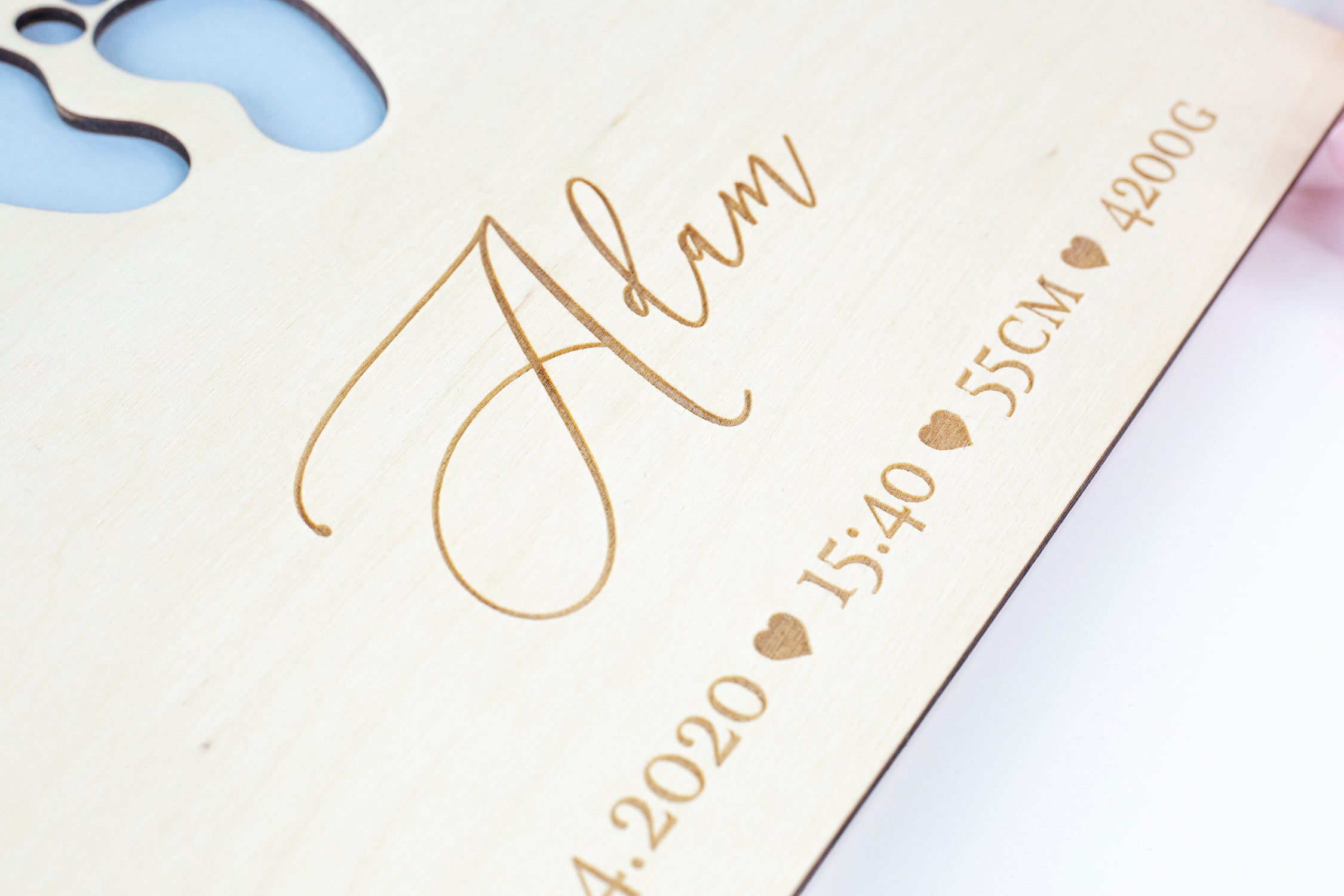 Beautiful Baby Wooden Memory Book, Photo Album with personalization - a Gift for Baptism, Birthday, My First Year- For Baby Boy