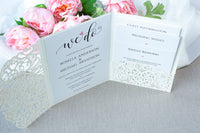 Ivory Pocketfold Lace White Wedding Invitations